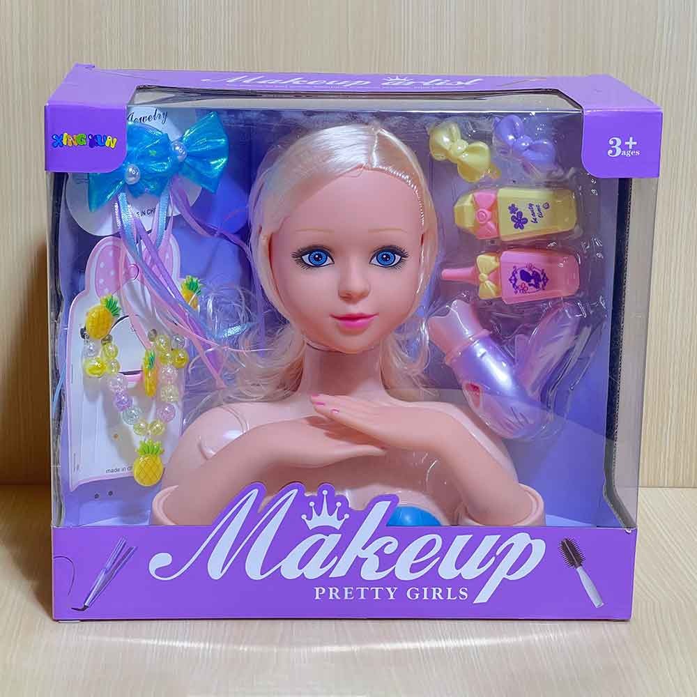 Inspired Styling Head Doll | Makeup & Hairdressing Beauty Bust with Accessories – Brush-able Hair, Clip-On Jewelry & Pretend Cosmetics, Perfect Gift for Girls Ages 3+